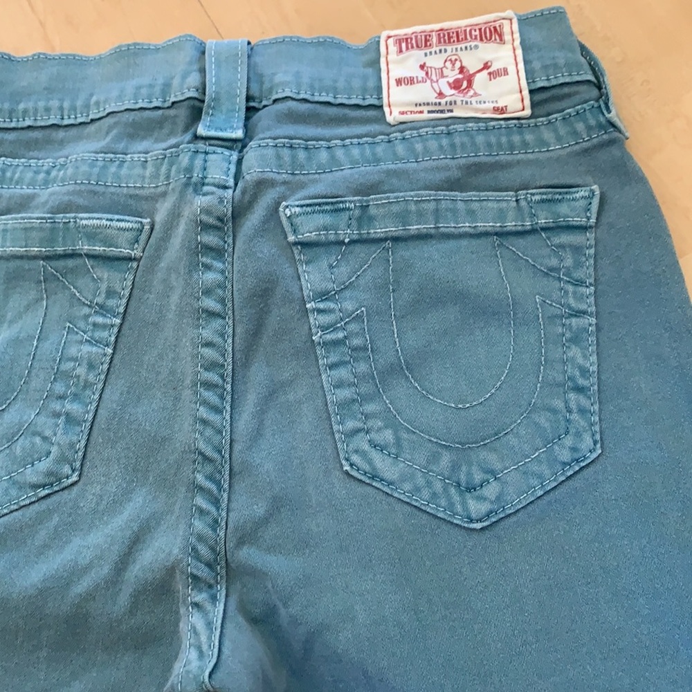 True Religion Turquoise crop jeans